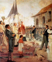 Bénédiction des drapeaux de la Révolution de 1817